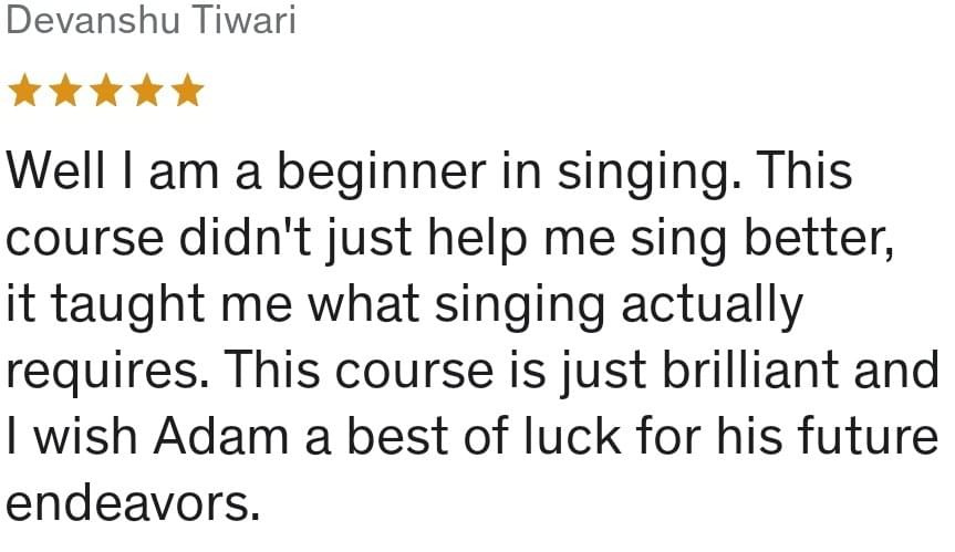 Beginner Singer Course Reviews - Adam Mishan (AM Vocal Studios)
